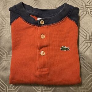 Lacoste size 4, red & blue long sleeve toddler shirt.
